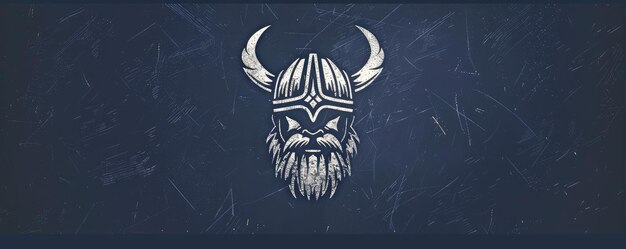 drawing of a Viking helmet icon on a distressed background