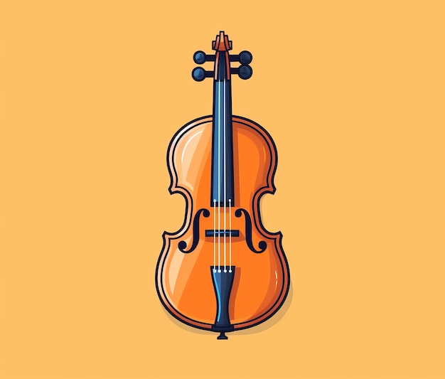 A drawing of a violin on a yellow background.