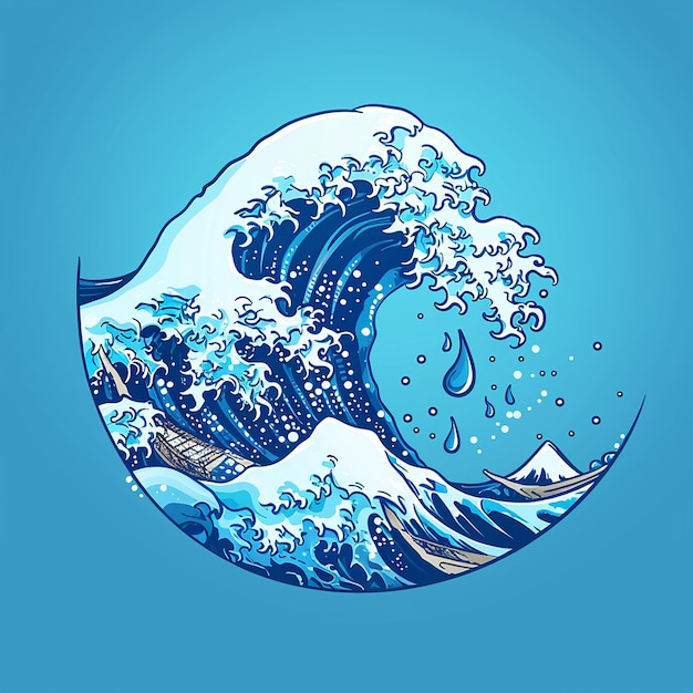 Photo a drawing of a wave that has the image of a surfboard