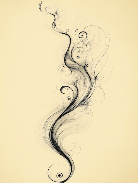 Photo a drawing of a wave with a line of swirls