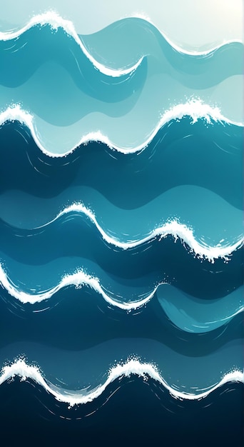 Photo a drawing of a wave with the ocean in the background