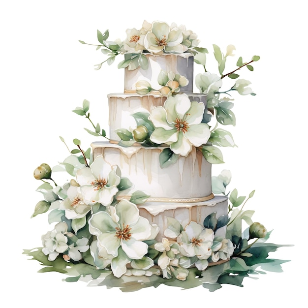 a drawing of a wedding cake with flowers