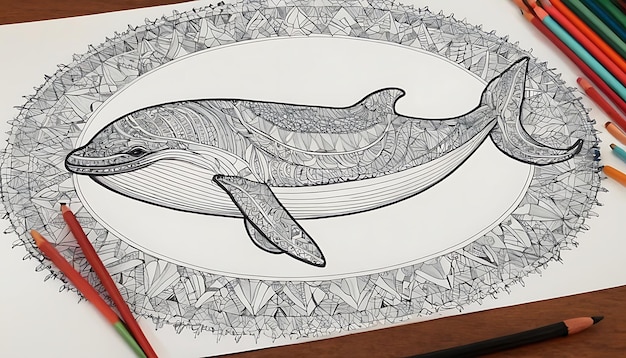 Photo a drawing of a whale with a banana on it