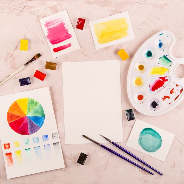 Photo drawing with watercolor as a profession and hobby or learning painting with paints