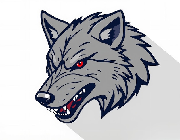 Photo a drawing of a wolf head with red eyes