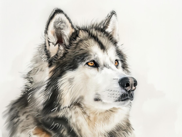 a drawing of a wolf that has a brown nose and a black nose