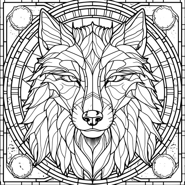 Photo a drawing of a wolf with a geometric pattern on it