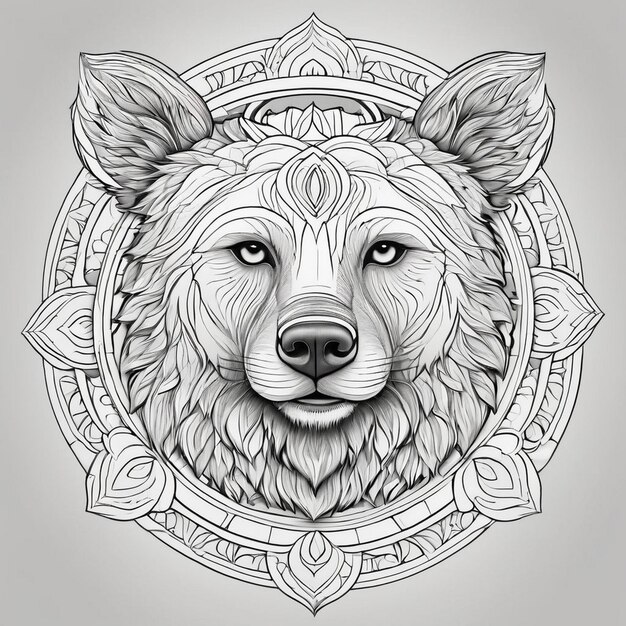 Photo a drawing of a wolf with a lion head on it