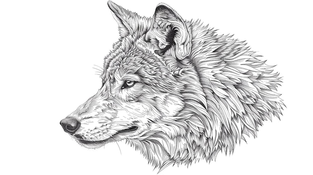 Photo a drawing of a wolf with a wolf on it