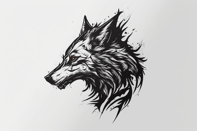 a drawing of a wolf with a wolf on it