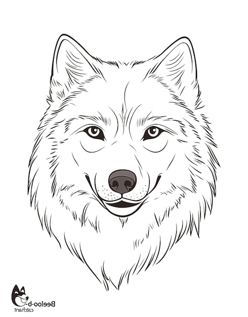 Photo a drawing of a wolfs face with a big smile