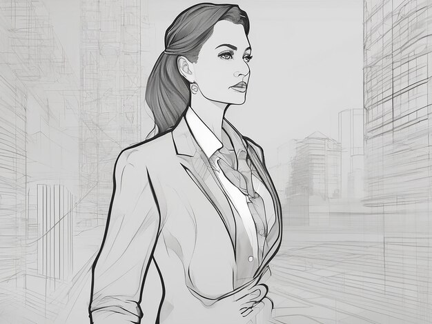 a drawing of a woman in a suit with a drawing of a woman in a suit