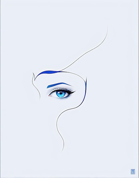 a drawing of a woman with blue eyes excellent use of negative space beautiful ai generated