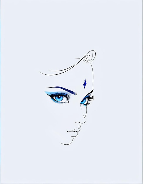 a drawing of a woman with blue eyes excellent use of negative space beautiful ai generated