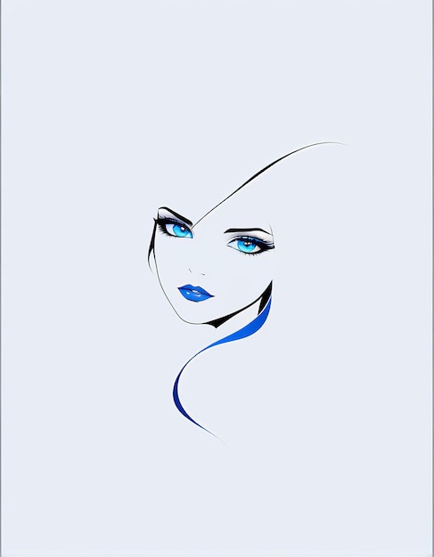 a drawing of a woman with blue eyes excellent use of negative space beautiful ai generated