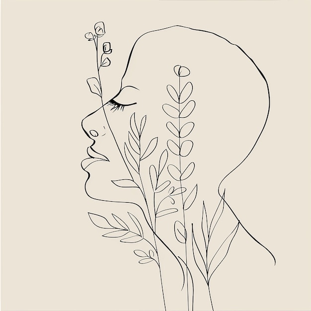 Photo a drawing of a woman with flowers on her head