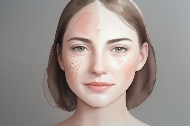 a drawing of a woman with freckles on her face