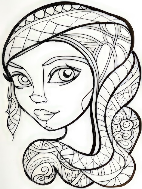 Photo a drawing of a woman with a headband on it