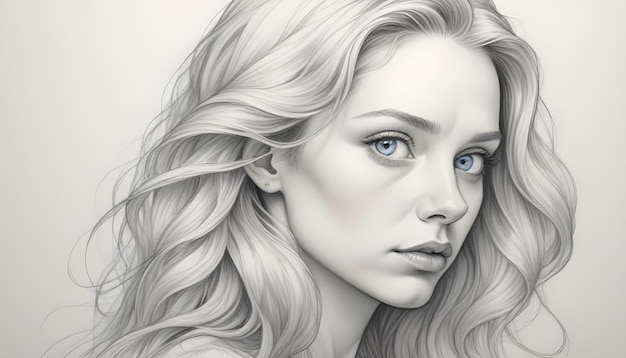 Photo a drawing of a woman with long blonde hair