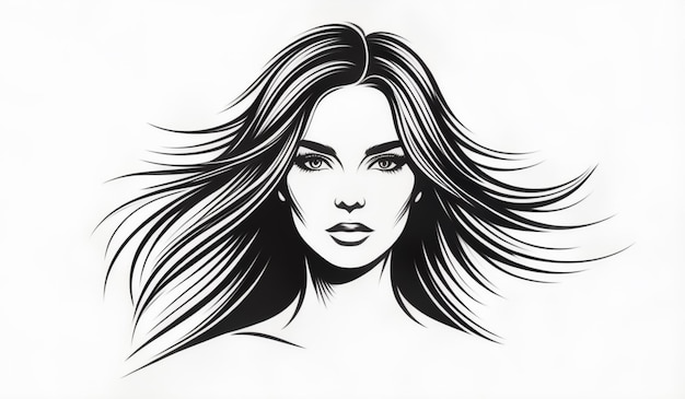 Photo a drawing of a woman with long hair and long hair