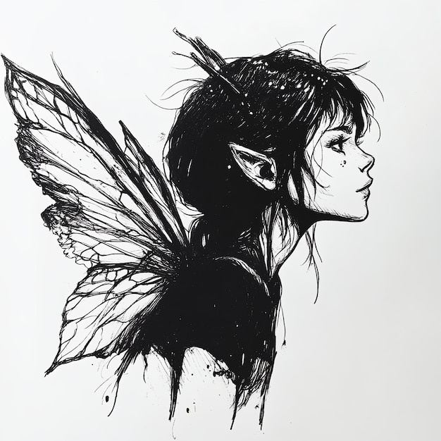 A drawing of a woman with wings that says quot angel quot