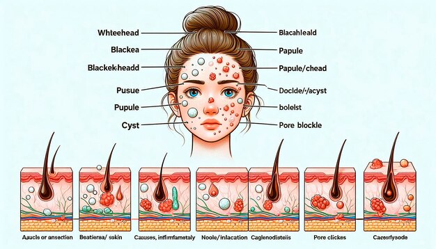 Photo a drawing of a womans face with the words  bacteria  on it