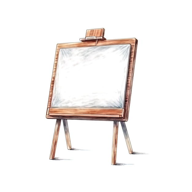 Photo a drawing of a wooden frame with a white board on it