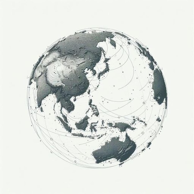 a drawing of a world with a map of the world on it