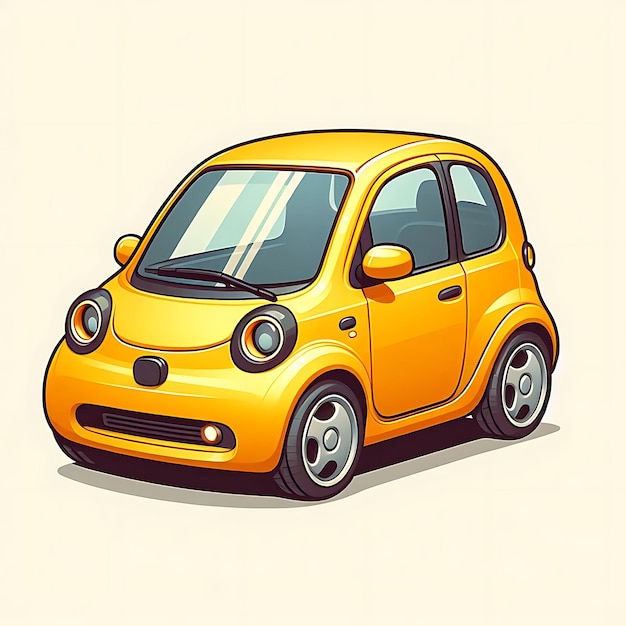 a drawing of a yellow car with the word  yellow  on it