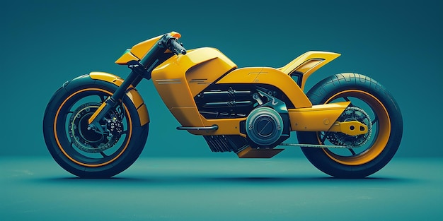 a drawing of a yellow motorcycle with the number 3 on the side