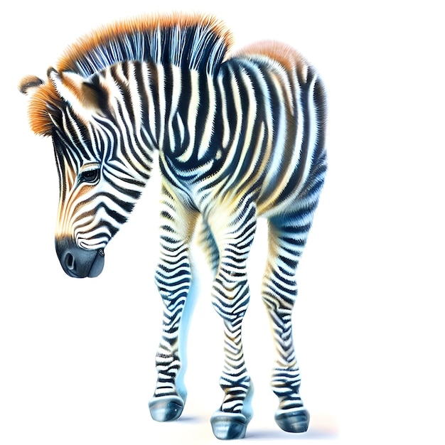 Drawing of a zebra african savannah theme white background