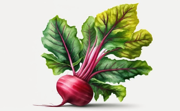 A drawn beetroot on white background watercolor vegetable organic food illustrations ai generated