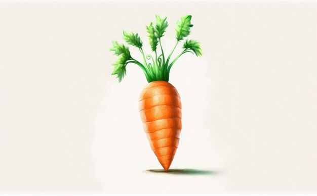 a drawn carrot on white background watercolor green vegetable illustrations ai generated