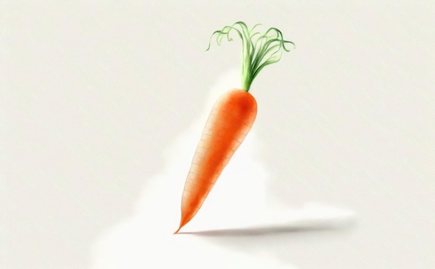 a drawn carrot on white background watercolor green vegetable illustrations ai generated