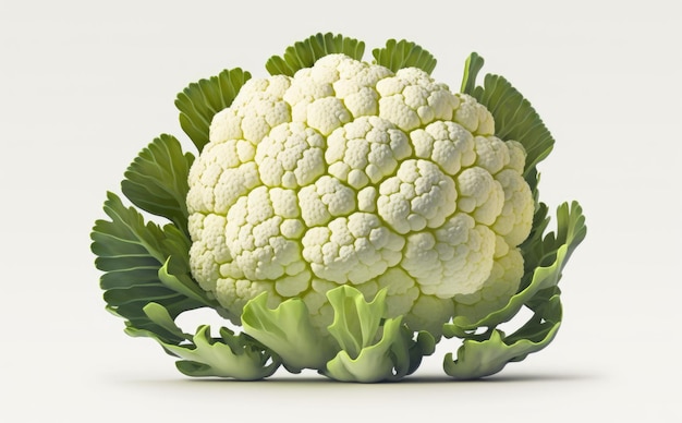 a drawn cauliflower on white background watercolor green vegetable illustrations ai generated