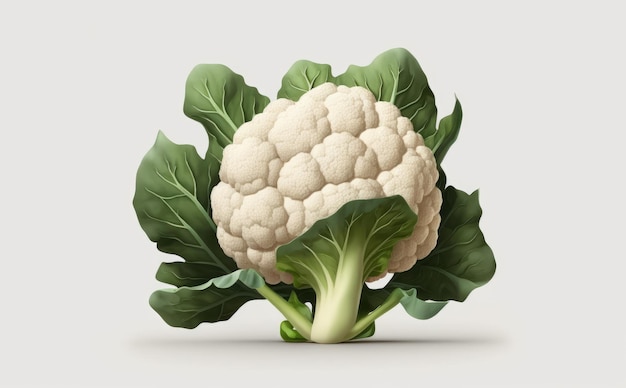 a drawn cauliflower on white background watercolor green vegetable illustrations ai generated