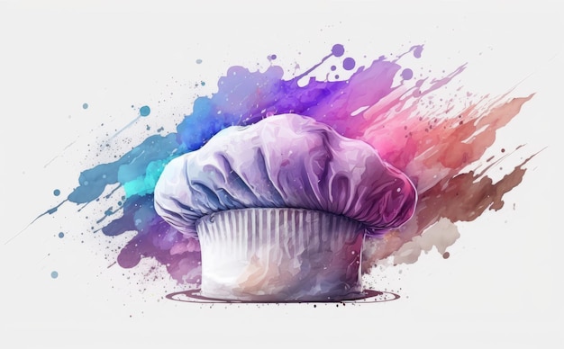 drawn chef hat on white background watercolor restaurant illustrations ai generated