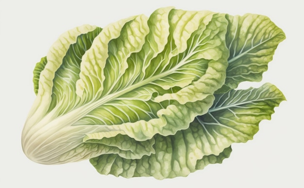 a drawn chinese cabbage on white background watercolor organic food illustrations ai generated