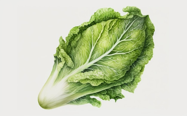 a drawn chinese cabbage on white background watercolor organic food illustrations ai generated