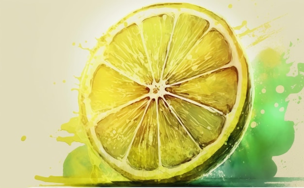 drawn lemon on white background watercolor tropical fruit organic food illustrations ai generated