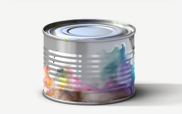 a drawn metal can on white background watercolor tin can illustrations ai generated