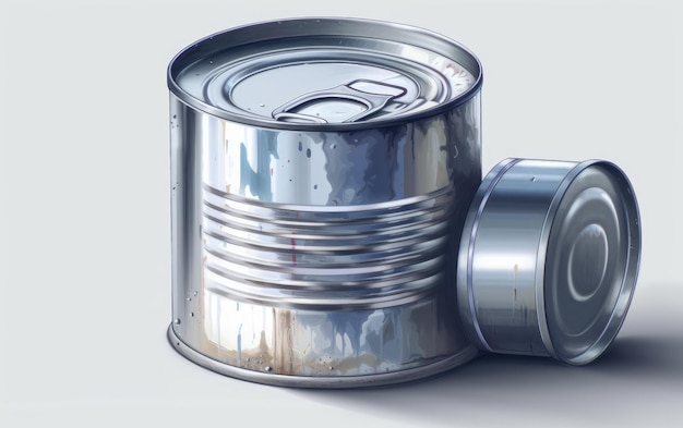 a drawn metal can on white background watercolor tin can illustrations ai generated