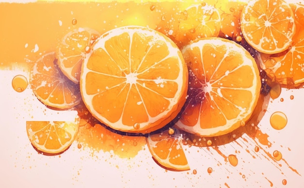 A drawn oranges texture background watercolor fruit organic food illustrations ai generated