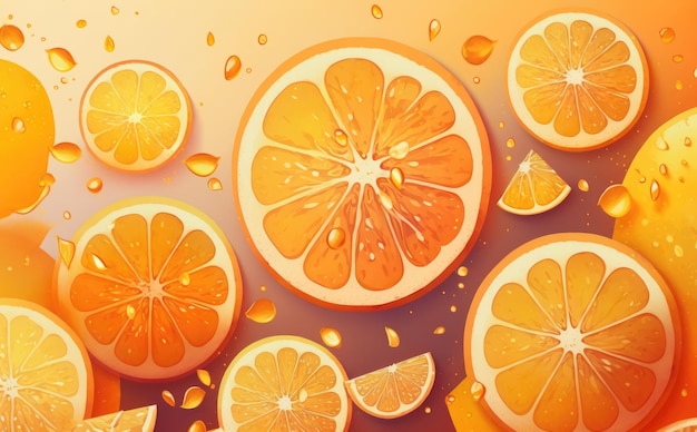 A drawn oranges texture background watercolor fruit organic food illustrations ai generated