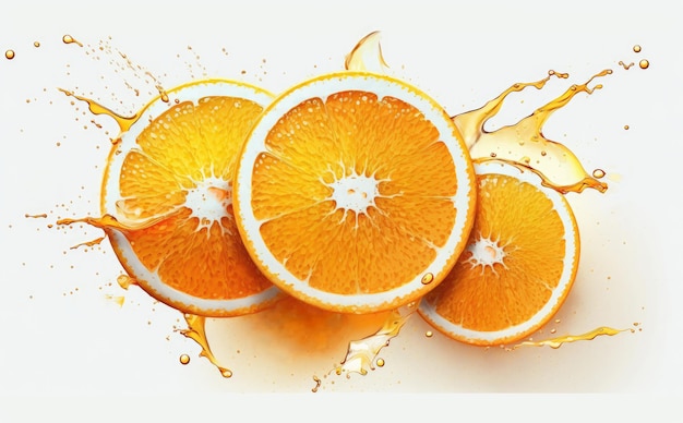 A drawn oranges on white background watercolor fruit organic food illustrations ai generated