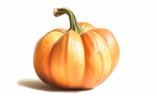 a drawn pumpkin on white background watercolor vegetable organic illustrations ai generated