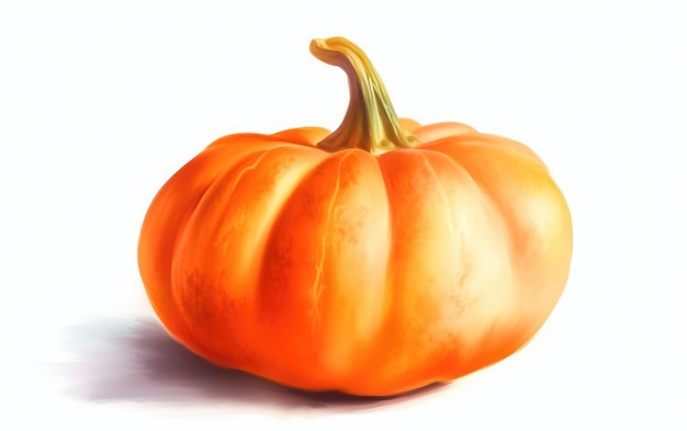 a drawn pumpkin on white background watercolor vegetable organic illustrations ai generated