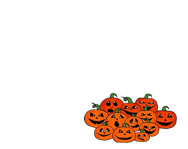 drawn pumpkins on a white background. concept for halloween