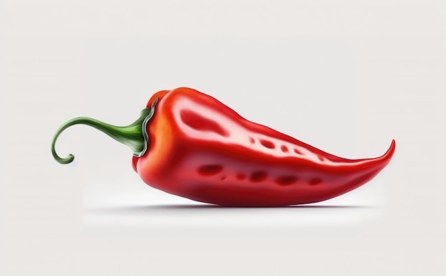 A drawn red chili pepper on white background watercolor organic illustrations ai generated