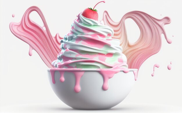 A drawn yogurt on white background watercolor vegetable organic food illustrations ai generated